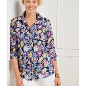 Talbots NWT Women's Boho Cottage Preppy Coastal Grandma Floral Blouse Sz‎ XL